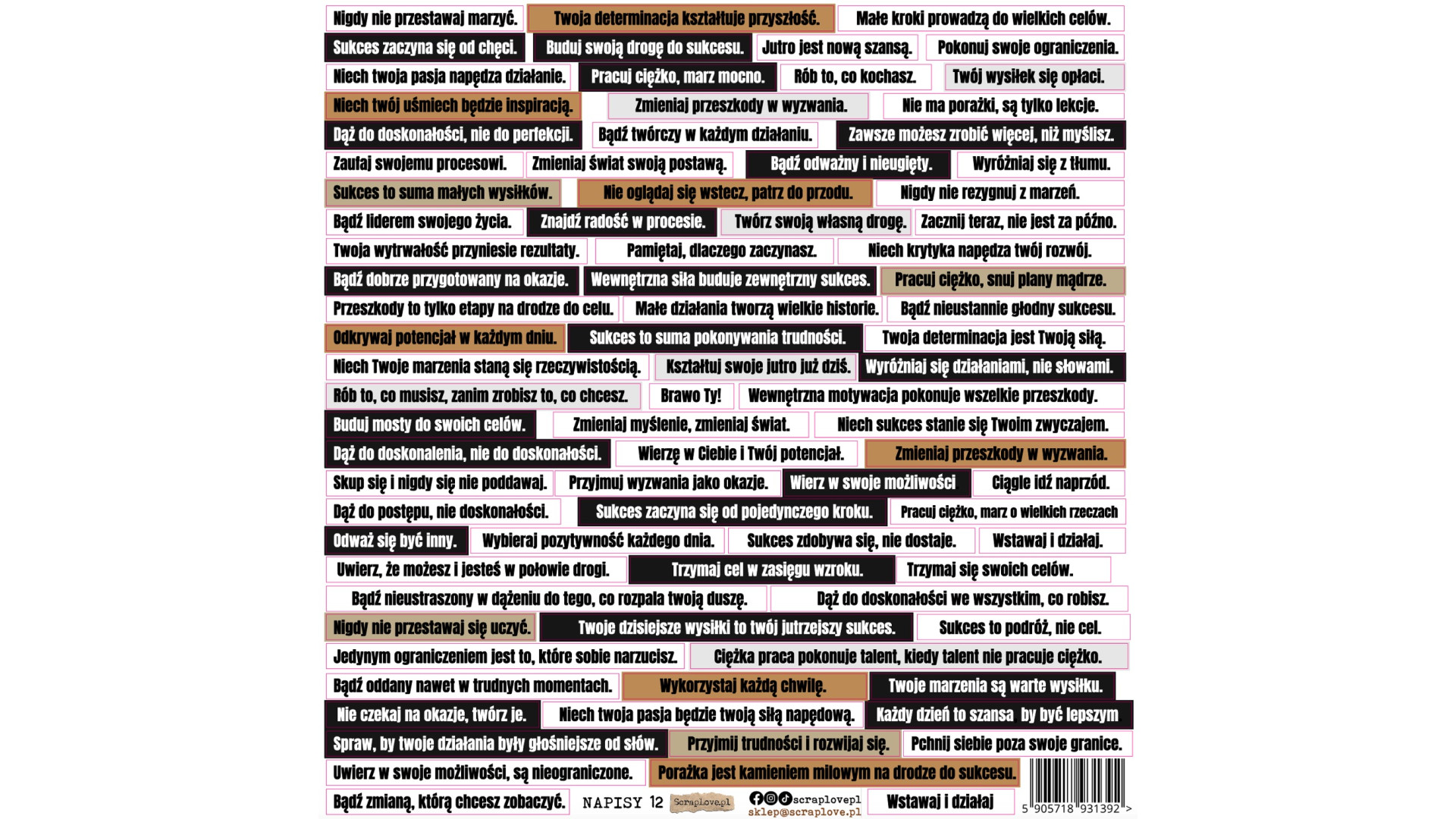 ScrapLove Naklejka NAPISY 12, 24x24 cm