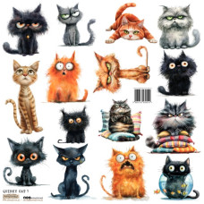 ScrapLove Naklejka DZIWACZNY KOT 1, 24x24 cm
