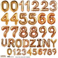 ScrapLove Naklejka ZŁOTE BALONOWE CYFRY, 24x24 cm