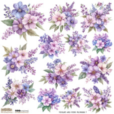 ScrapLove Naklejka FIOLETOWE I RÓŻOWE KWIATY 1, 24x24 cm