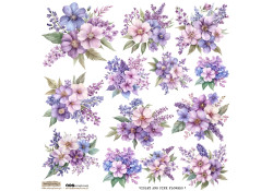 ScrapLove Naklejka FIOLETOWE I RÓŻOWE KWIATY 1, 24x24 cm