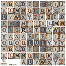 ScrapLove Naklejka ANTYCZNE METALOWE LITERY, 24x24 cm