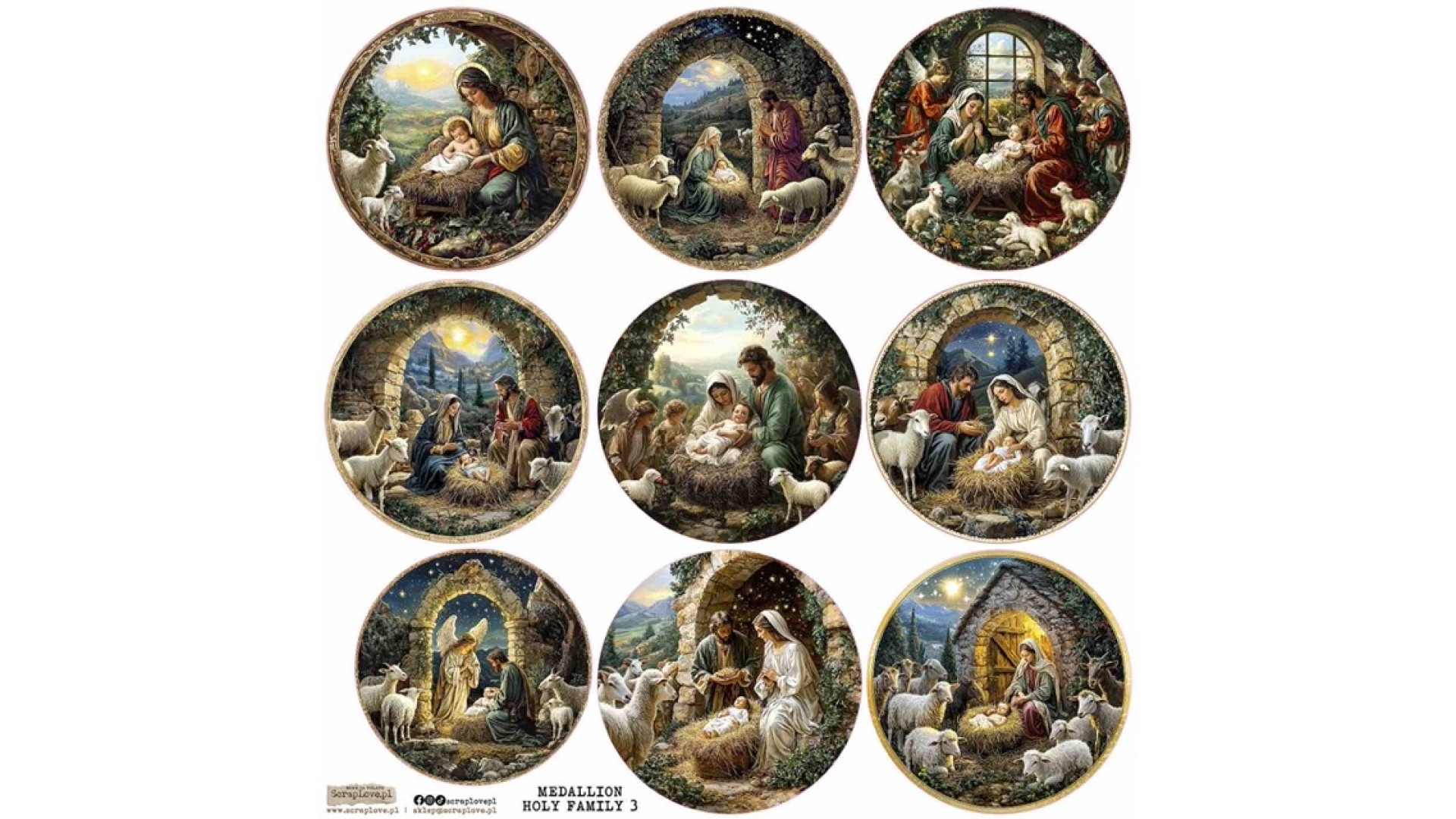 ScrapLove Naklejka MEDALIONY ŚWIĘTA RODZINA 3, 24x24 cm