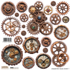 ScrapLove Sticker STEAMPUNK GEARS RUST 1, 24x24 cm