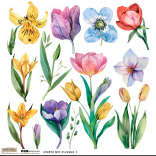 ScrapLove Sticker SPRING BIG FLOWERS 3, 24x24 cm