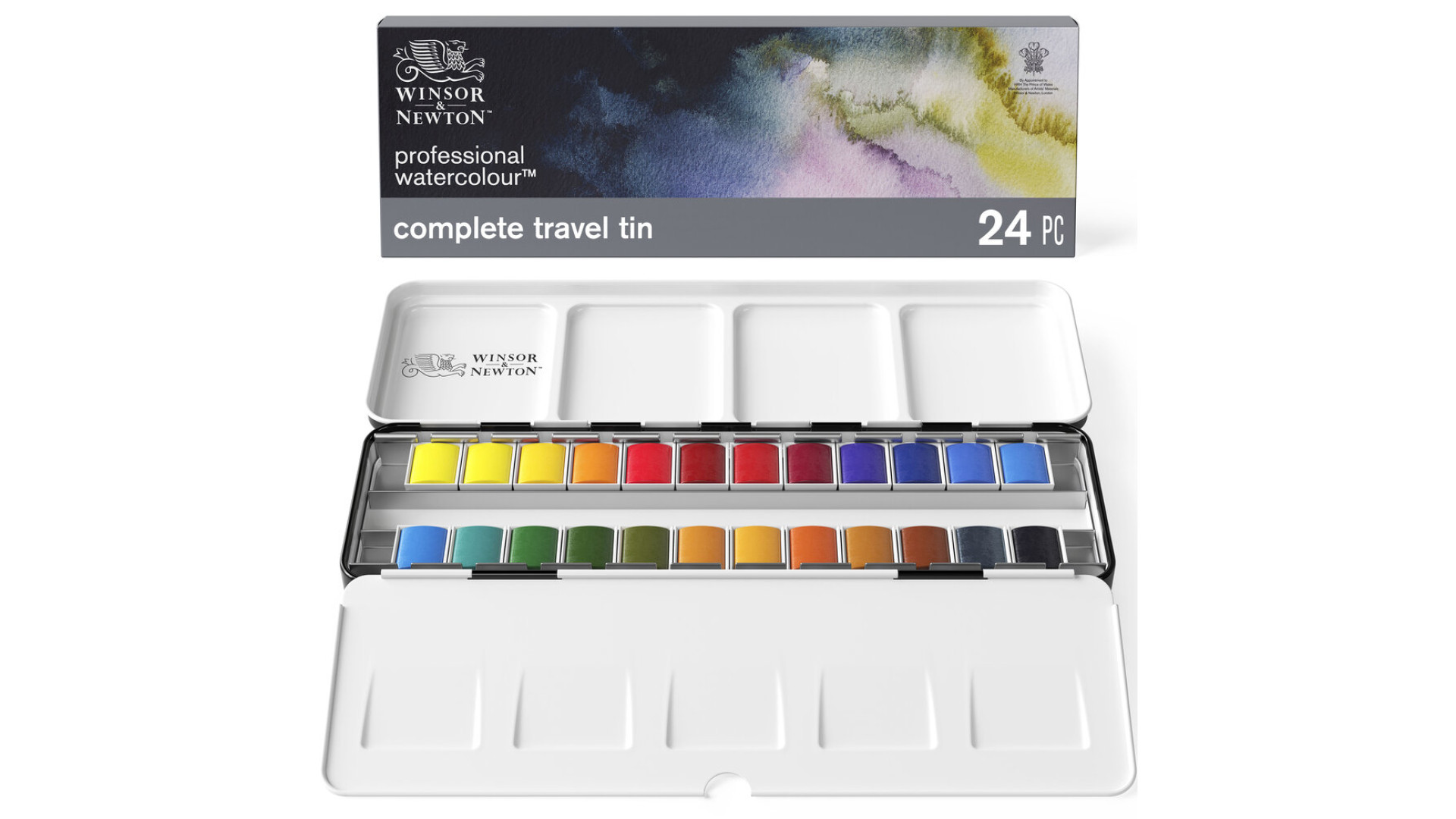 Zestaw akwareli Winsor&Newton Professional – Complete Travel Tin, 24 półkostki