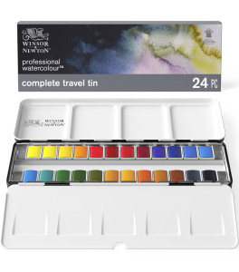 Zestaw akwareli Winsor&Newton Professional – Complete Travel Tin, 24 półkostki