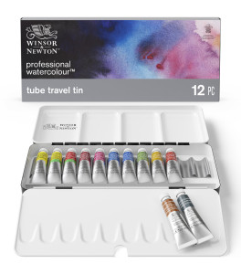 Zestaw akwareli w tubkach Winsor&Newton Professional – Travel Tin, 12 x 5 ml