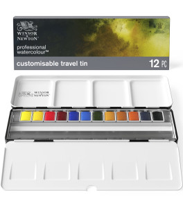 Zestaw akwareli Winsor&Newton Professional – Customisable Travel Tin, 12 półkostek