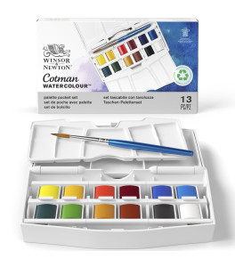 Zestaw akwareli Winsor&Newton Cotman Palette Pocket Set, 12 półkostek