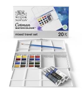Winsor&Newton Cotman Water Colour Mixed Travel Set 16 H/pans + 3 tubes