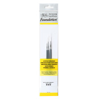 Winsor&Newton Foundation Acrylic Synthetic Brush Short Handle 3 Pack