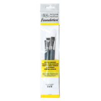 Winsor&Newton Foundation Acrylic Synthetic Brush Short Handle 3 Pack