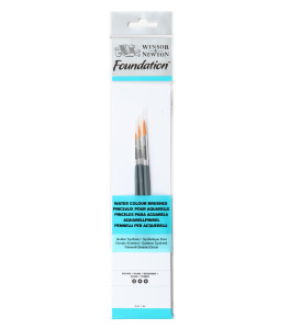 Winsor&Newton Foundation Watercolour Synthetic Brush 3 Pack Short Handle