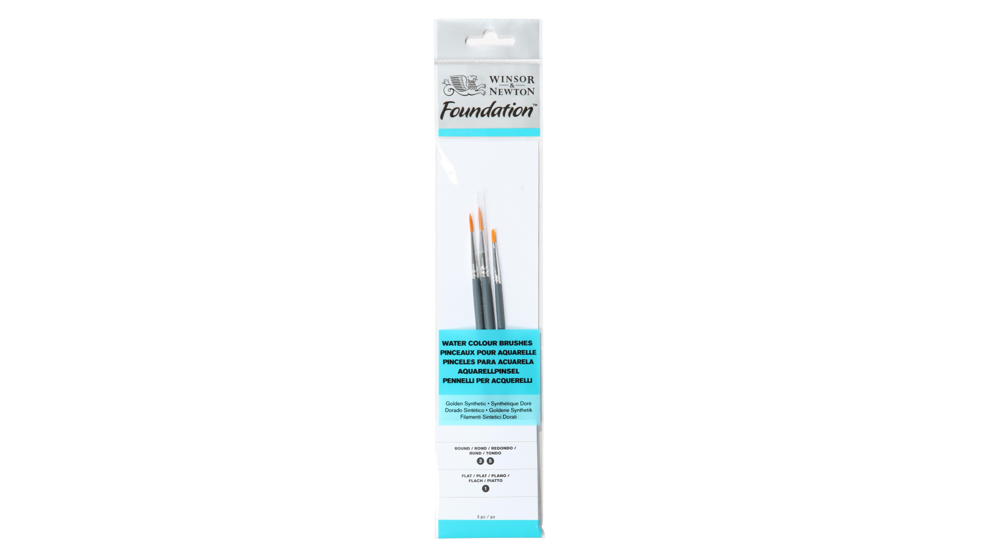 Winsor&Newton Foundation Watercolour Synthetic Brush 3 Pack Short Handle