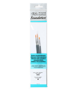 Winsor&Newton Foundation Watercolour Synthetic Brush 3 Pack Short Handle