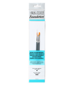 Winsor&Newton Foundation Watercolour Synthetic Brush 3 Pack Short Handle