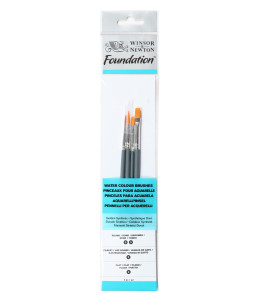 Winsor&Newton Foundation Watercolour Synthetic Brush 4 Pack Short Handle
