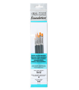 Winsor&Newton Foundation Watercolour Synthetic Brush 6 Pack Long Handle