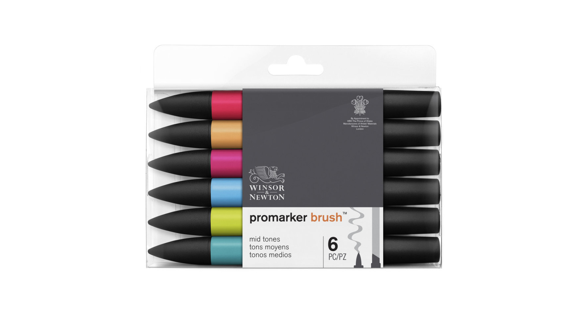 Winsor&Newton promarker brush Mid tones 6 Set