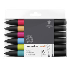 Winsor&Newton promarker brush Mid tones 6 Set