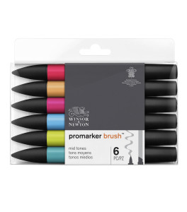 Winsor&Newton promarker brush Mid tones 6 Set