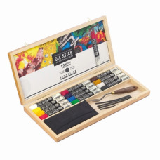 Sennelier Artist Oil Sticks – zestaw 12 farb olejnych w sztyftach 38 ml, kaseta drewniana Sennelier Artist Oil Sticks – zestaw 12 farb olejnych w sztyftach 38 ml, kaseta drewniana