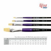 Bristle Flat Brush, 401, Nr 1, Long Handle, ROSA Studio