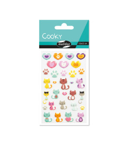 Raised 3D Sticker Kittens and Hearts 7,5x12 cm