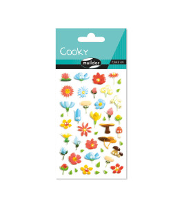 Naklejka 3D wypukłe Kwiatki i Grzybki 7,5x12 cm