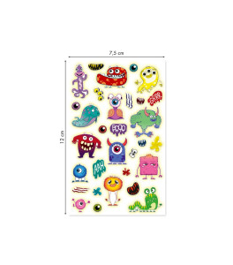 Naklejka 3D Świecące w ciemności Potwory 7,5x12 cm