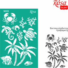 Reusable Adhesive Stencil №5003 Elements and inscriptions 13x20cm Series „Summer“ ROSA TALENT