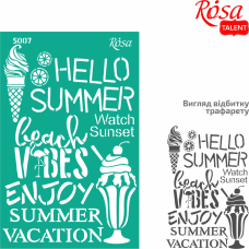 Reusable Adhesive Stencil №5007 Elements and inscriptions 13x20cm Series „Summer“ ROSA TALENT