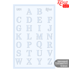 Plastic Reusable Stencil No.U01 Alphabet series 13x20 transparent 0.5mm ROSA TALENT