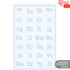 Plastic Reusable Stencil No.U02 Alphabet series 13x20 transparent 0.5mm ROSA TALENT