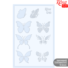 Plastic Reusable Stencil No.U10 "Butterflies" series 13x20 transparent 0.5mm ROSA TALENT