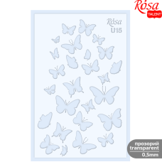 Plastic Reusable Stencil No.U15 "Butterflies" series 13x20 transparent 0.5mm ROSA TALENT