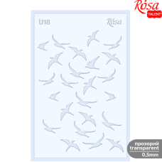 Plastic Reusable Stencil No.U18 "Birds" series 13x20 transparent 0.5mm ROSA TALENT