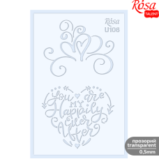 Plastic Reusable Stencil No. U106 "Love" series 13x20cm transparent 0.5mm ROSA TALENT