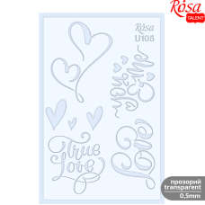 Plastic Reusable Stencil No. U105 "Love" series 13x20cm transparent 0.5mm ROSA TALENT