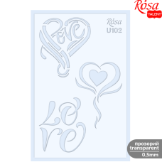 Plastic Reusable Stencil No. U102 "Love" series 13x20cm transparent 0.5mm ROSA TALENT