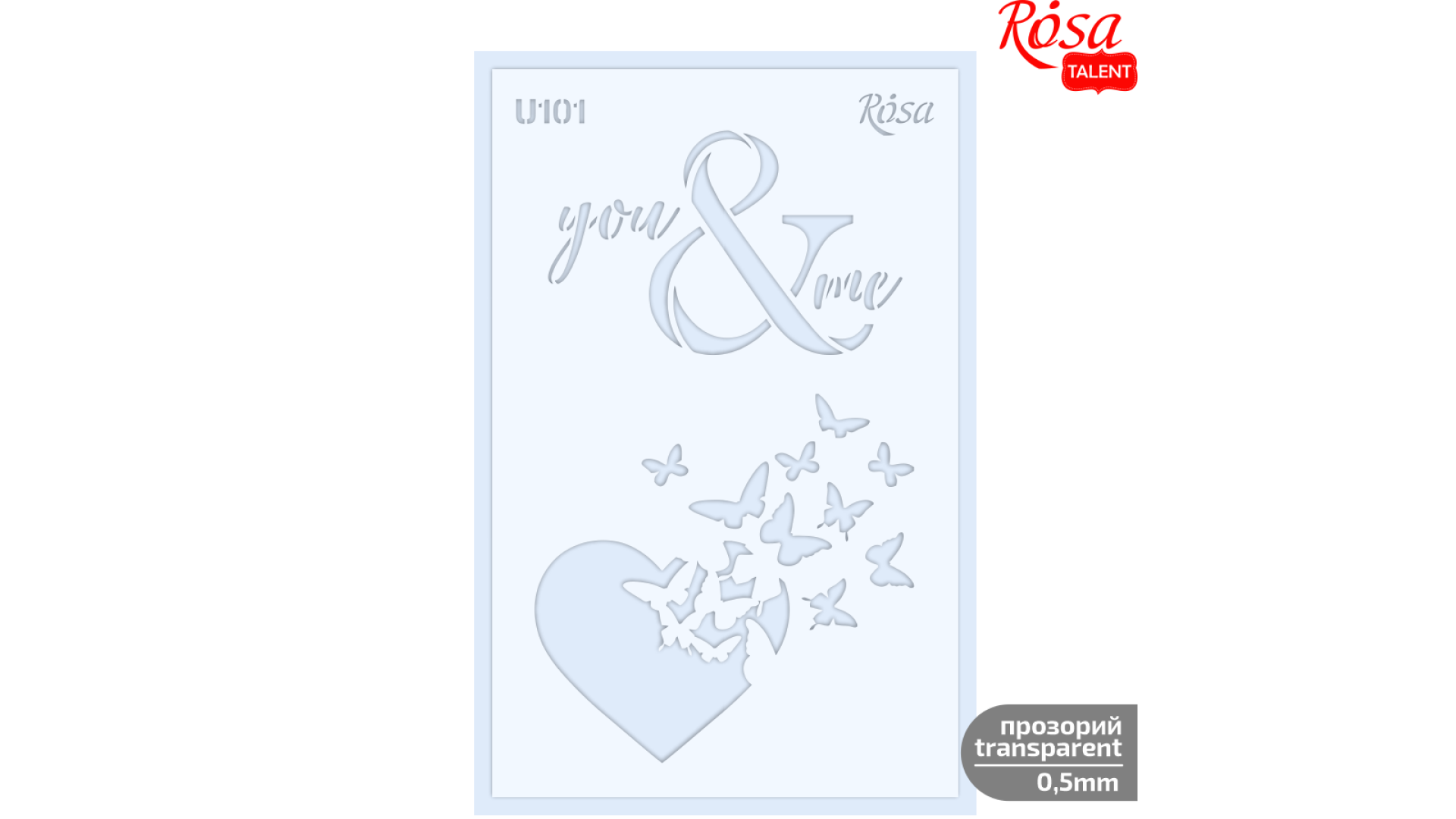 Plastic Reusable Stencil No. U101 "Love" series 13x20cm transparent 0.5mm ROSA TALENT