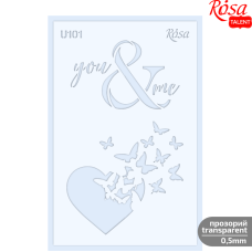 Plastic Reusable Stencil No. U101 "Love" series 13x20cm transparent 0.5mm ROSA TALENT