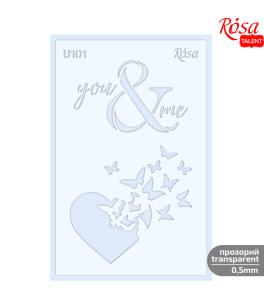 Plastikowy szablon wielokrotnego użytku nr U101 z serii "Love" 13x20cm transparentny 0,5mm ROSA TALENT
