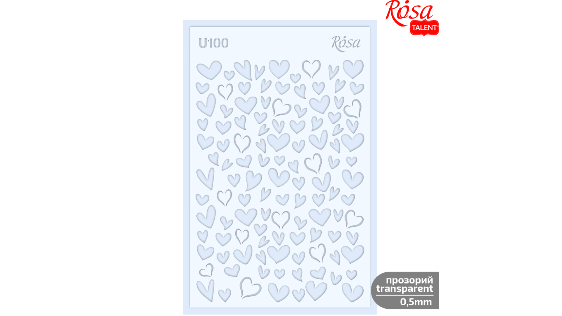 Plastic Reusable Stencil No. U100, "Love" series 13x20cm transparent 0.5mm ROSA TALENT