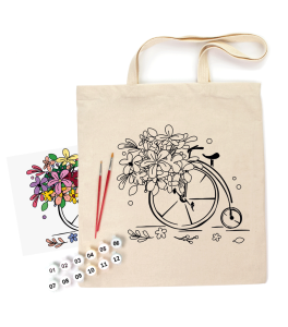 Set ecobag–coloring „Flower Bicycle“ cotton 220 gsm 38x42 cm ROSA Talent