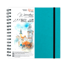 ROSA Notes do akwareli na spirali Unica 20x20 cm 250g 30 kartek Turkusowy