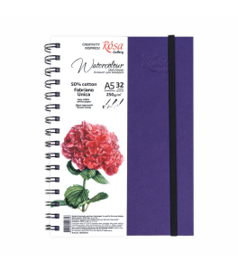 ROSA Watercolor Notebook Unica A5 250g 32 sheets Purple, Spiral bound
