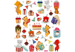 Naklejka Urodzinowe Koty 15x16,5 cm