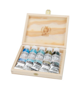 Schmincke Horadam Aquarell Super Granulation set 5x15 ml Glacier, drewniane pudełko